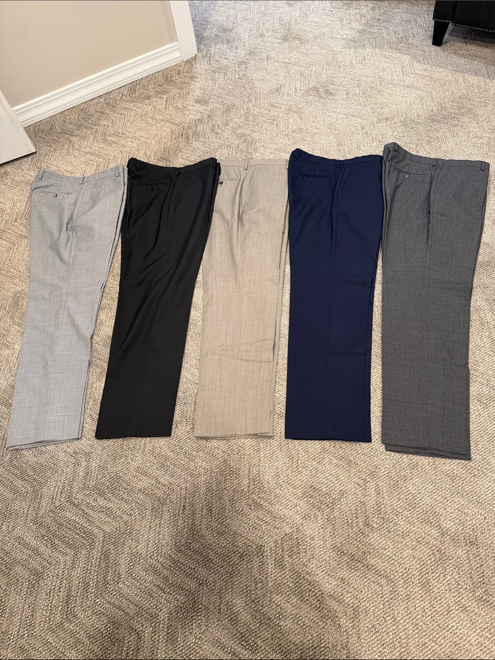 Men's Dress Pants - Black, Navy, Light Gray, Dark Gray, Tan (5) 37R